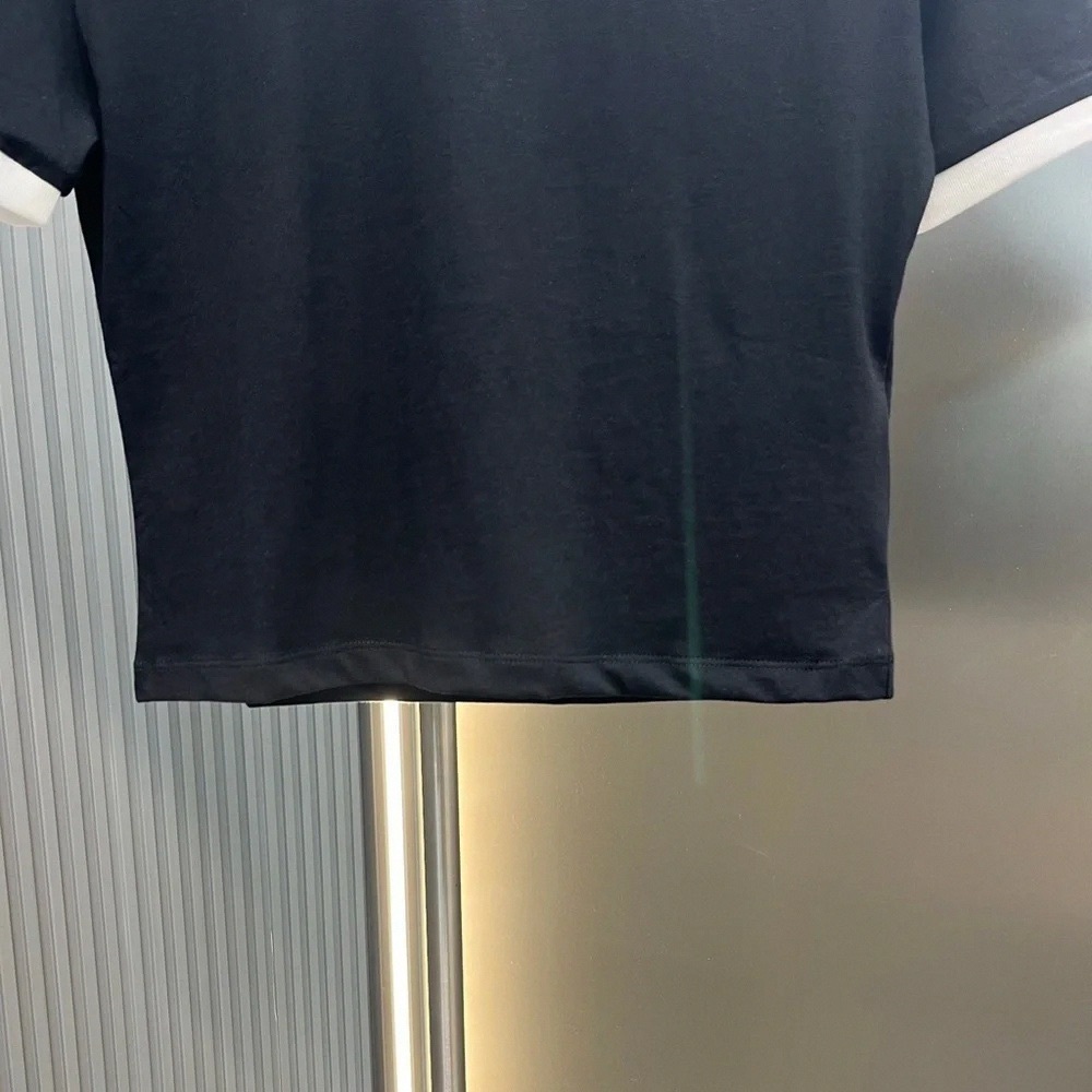 Miu Miu Form-Fitting Short-Sleeve Top in Black and White - Picture 8 of 8